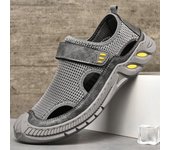 Sandalias de verano para hombre Zapatos casuales transpirables de malla hechos a mano 39 negro
