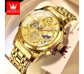 Reloj de marca OLEVS, reloj de cuarzo con calendario único y esfera hueca, reloj para hombre