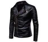 Chaquetas de cuero para hombre, chaqueta clásica de motociclista de alta calidad, chaqueta de cuero sintético para hombre, primavera XXXXL negro