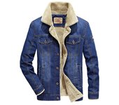 Chaqueta vaquera, abrigo de algodón, chaqueta polar informal de talla grande para hombre, ropa de invierno M azul denim