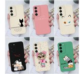 Funda para Samsung Galaxy S22 S23 + S20 S21 Plus Ultra S 20 21 lindo gato búho patrón protector líquido cuadrado silicona parachoques para Samsung S23 Fundas Samsung Note 10 Lite