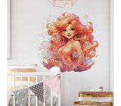 Pegatinas de pared para decoración del hogar, dormitorio infantil, guardería, princesa sirena de dibujos animados 30*60CM*2PCS/fun-b31