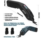 Cortador de tela eléctrico de 4,2 V, Motor de alta velocidad, máquina cortadora de tela portátil, cartón manual 2pcs 2500mAh batteries negro