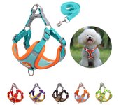Arnés para perros con correa de tracción de 1,5 m, chaleco para perros sin tirones, correa ajustable reflectante, arnés transpirable para perros, cachorros y gatos S rojo