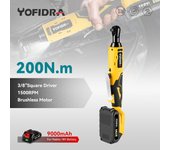 Yofidra - Llave de trinquete eléctrica de 200 N.M, 3/8 pulgadas, inalámbrica, eficiente, de mano, recargable, herramienta de reparación para batería Makita de 18 V Without Battery