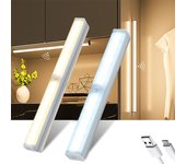 Sensor de movimiento PIR magnético recargable por USB, tubo de luz LED, lámpara de noche portátil, barra para cocina, dormitorio, armario, iluminación 15CM blanco