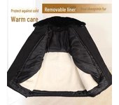 Chaqueta acolchada de algodón de invierno para hombre, abrigo de lana para ancianos, abrigo de piel de oveja cálido, chaqueta de cuero y abrigo de algodón. XL (90-135 catties) negro