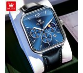 Reloj de cuarzo cuadrado para hombre, con temporizador de tres esferas, fase lunar, automático, fecha, resistente al agua, reloj deportivo luminoso White