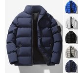 Chaqueta de algodón gruesa con cuello alto y manga larga con cremallera para hombre M negro