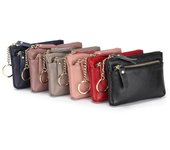 Monedero de piel auténtica a la moda para mujer, cartera pequeña de color liso con tarjetero