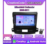 Reproductor de vídeo Multimedia Android Radio para coche para Mitsubishi Outlander 2005-2011 con botón Carplay WiFi BT 2 Din 2 + 32GB 2+32GB