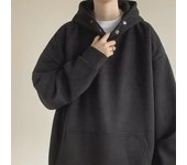 Suéter polar estilo Hong Kong para hombre: Chaqueta con capucha de talla grande para otoño/invierno, corte holgado para estudiantes a la moda. 2XL gris oscuro