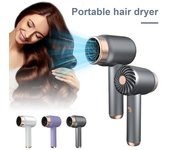 Secador de pelo inalámbrico con 3 velocidades de ajuste, recargable, de alta velocidad, de secado rápido, de bajo ruido, portátil, para viajes, exteriores, camping, playa, para mujeres US Plug gris