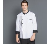 Chaqueta de Chef de manga larga para restaurante, abrigo de cocinero, ropa de cocina para hombres y mujeres, uniforme de camarero de pastelería y panadería XXXXL blanco