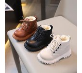 Botas cortas estilo británico de terciopelo de invierno para niños con cremallera lateral - Botas de nieve y estilo Martin para niños y niñas 21-25 5 pairs in one hand