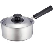Olla de metal perlado de una sola mano de 16 cm con tapa, compatible con IH, acero inoxidable, fabricada en Japón, fabricada en Japón, color plata HB-1882 plata