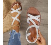 Zapatos nuevos de verano, sandalias planas de moda, zapatos de estudiante, zapatos de playa, zapatos de mujer 36 blanco