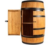 Casier à vin - creative cooper - tonneau en bois avec des portes, meuble rangement bouteille alcool, 80x50 cm, chêne