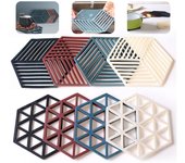 8 Uds. Salvamanteles de silicona y almohadillas calientes hexagonales resistentes al calor herramienta de cocina multifunción alfombrilla para mostrador mantel Individual de silicona soporte para olla One Size