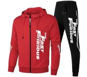 Ropa deportiva estampada de manga larga de primavera y otoño 2024, ropa deportiva con capucha y cremallera para hombre, chaqueta con capucha y pantalones deportivos, conjunto de 2 piezas S blanco