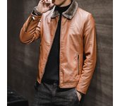 Otoño e Invierno Plus Chaqueta de moto negra acolchada de terciopelo Moda Ropa de marca de piel artificial Abrigo cálido a prueba de viento para hombres XXXXL