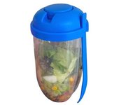 Taza de ensalada de 1000ml con tenedor, gran capacidad, portátil, comida dietética baja en grasas, taza de aperitivos de frutas y verduras para exteriores color rosa