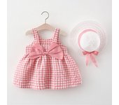 Vestido de verano de algodón a cuadros para niñas - Edición de verano 2022 73/6 rojo