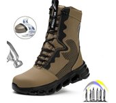Nuevas botas de seguridad de trabajo de caña alta a la moda para hombres, a prueba de clavos, indestructibles, impermeables, con puntera de acero, zapatillas para hombre 37 negro