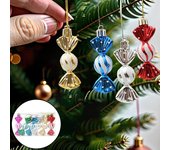 6 unids/caja adorno de caramelo colgante de Navidad con cordón irrompible reutilizable galvanoplastia decoración navideña árbol de Navidad pequeño colgante dulce