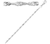 Les Trésors De Lily [Q8437] - Chaine Collier Argent 'Singapour' argenté (rhodié) - 40 cm 2 mm