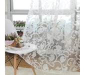 1 pieza Lozujoju decoración del hogar Jacquard telas de gasa blanca cortinas de tul de cribado de ventana modernas W150cm xL200cm blanco