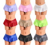 Falda brillante con volantes para mujer, minifalda de tiro bajo, ropa de dormir, fiesta en la piscina, playa, parte inferior de bikini M negro