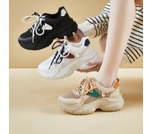 Zapatos casuales de plataforma gruesa para mujer, con cordones, antideslizantes, ligeros y cómodos, para correr, transpirables, para caminar al aire libre 35 blanco