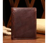 Cartera de mano de negocios con RFID de cuero Crazy Horse para hombre chocolate
