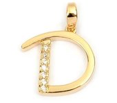 Les Trésors De Lily [M8781] - Colgante bañado en oro 'Letra D' oro blanco - 21x10 mm oro