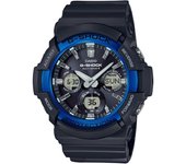 CASIO Men's G-SHOCK GAW-100B-1A2JF [Radio Wave Solar Black/Blue] Round Watch Black Resin