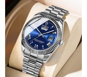 Reloj clásico para hombre, resistente al agua, de acero inoxidable, con calendario automático, semana, luminoso