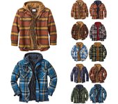 Camisa a cuadros con botones y forro acolchado para hombre, agrega terciopelo para mantener la chaqueta abrigada con capucha S