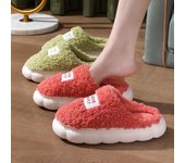 Zapatillas de lana gruesa de terciopelo para otoño e invierno, para mujer, para interiores, antideslizantes, de fondo grueso, de algodón para el hogar, para hombre 36-37 rojo de la sandía