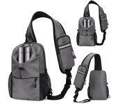 Mochila cruzada con múltiples bolsillos, impermeable, ligera, para el pecho negro