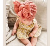 1 turbante de punto con lazos grandes tipo gofre para bebés y niños pequeños, gorros, accesorios para el cabello para niños y niñas. beige