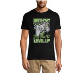 Camiseta de videojuegos para hombre:  Cumpleañero, hora de subir de nivel  - Camiseta de jugador XS plata de la arena