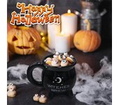Taza de café con caldero de bruja y brebaje de brujas creativo, tazas de café de cerámica negra, decoración de mesa de Halloween para Halloween Small negro