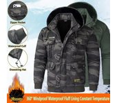 Chaqueta de invierno para hombre con forro de plumas, gruesa, para exteriores, abrigo cálido, para esquí, escalada, cortavientos, gorro desmontable. 4XL verde oscuro