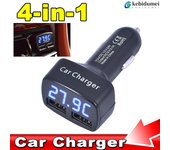 Cargador de coche USB dual 4 en 1, adaptador de carga rápida de 3,1 A, pantalla digital, voltaje y temperatura