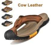 Vanmie, zapatos de cuero genuino de vaca, sandalias para hombre, zapatillas antideslizantes para hombre, zapatillas de moda de verano para hombre, zapatos de verano informales de lujo 38