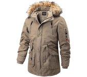 Chaqueta tipo parka con forro polar para hombre, chaqueta acolchada con capucha, chaquetas gruesas a prueba de viento y cálidas para invierno con bolsillos, abrigos tácticos para hombre M negro
