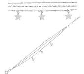 Les Trésors De Lily [Q9399] - Bracelet Argent artisanal 'Une Etoile est Née' argenté (rhodié) - étoile 6x6 mm (3 rangs)