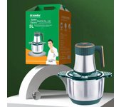 Picadora de carne y procesador de alimentos multifunción Xianke: Licuadora eléctrica, batidora de fideos, picadora de verduras y triturador de ajo. 2L, Stainless steel