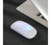 Ratón delgado inalámbrico 2,4G, menos ruido, 3 DPI ajustables, luz de respiración de 7 colores, ratón recargable para Without Light blanco